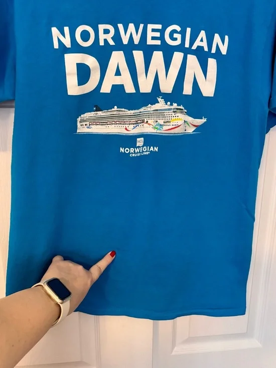 Norwegian Cruise Line NCL Dawn Ship Blue T-Shirt Tee Medium M Souvenir Nautical - Picture 7 of 7